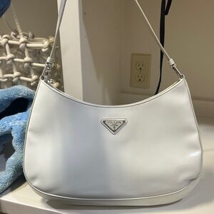 white Prada Cleo brushed leather shoulder bag